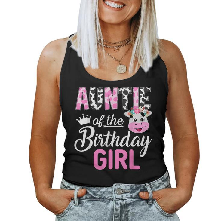 Auntie Of The Birthday Girl Farm Cow 1 St Birthday Girl Women Tank Top