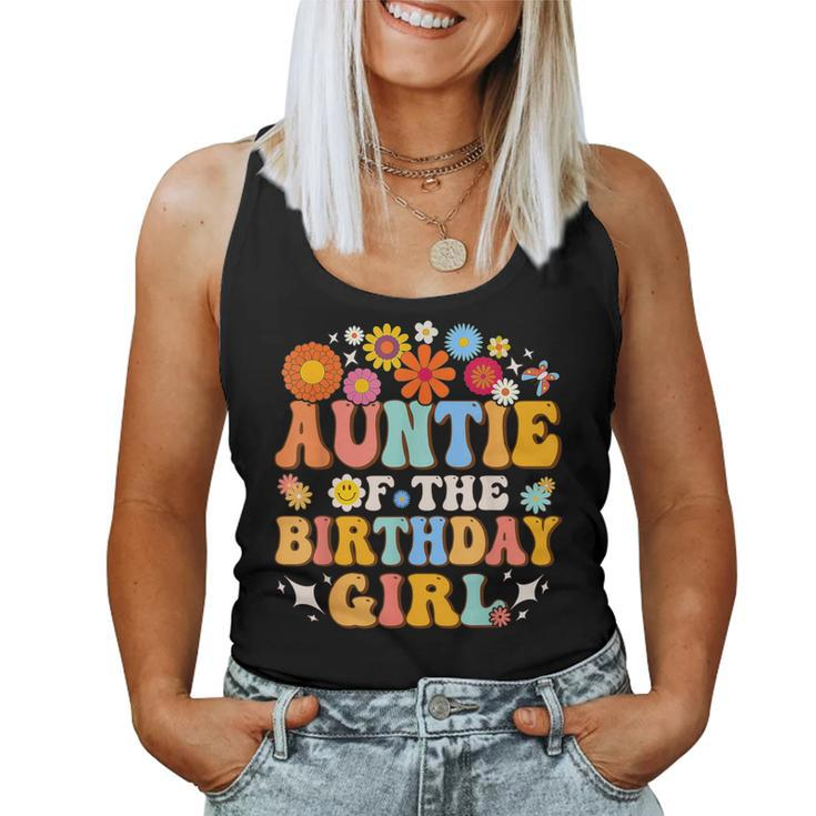Auntie Of The Birthday Girl Groovy Themed Family Matching Women Tank Top