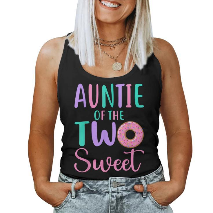 Auntie Of The Two Sweet Aunt 2Nd Birthday Girl Donut Party Women Tank Top