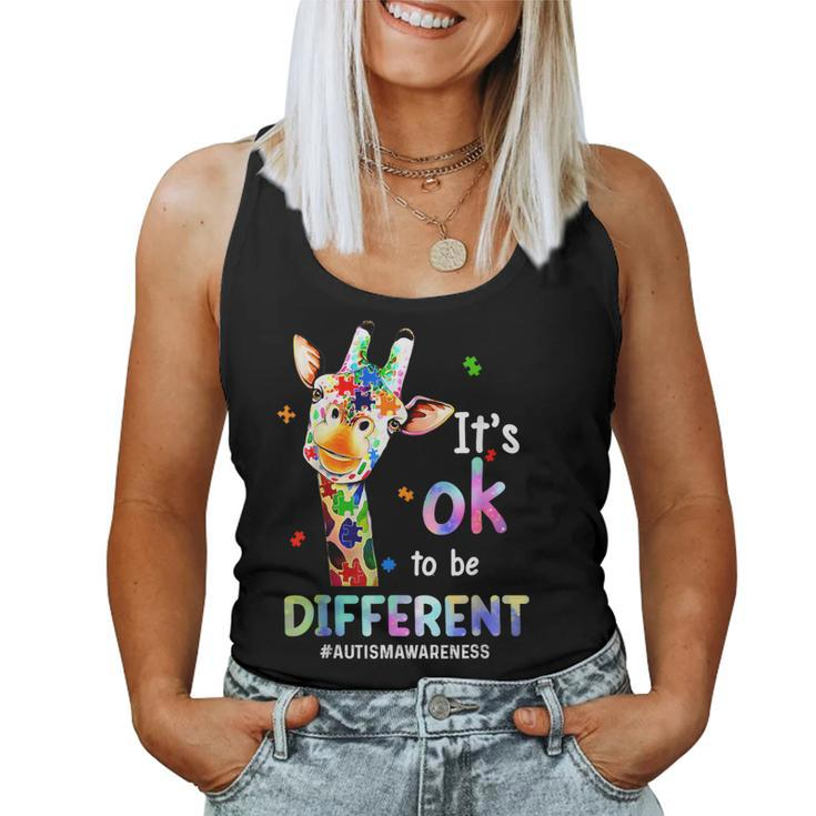 Autism Awareness Acceptance Giraffe Its Ok To Be Different Women Tank Top