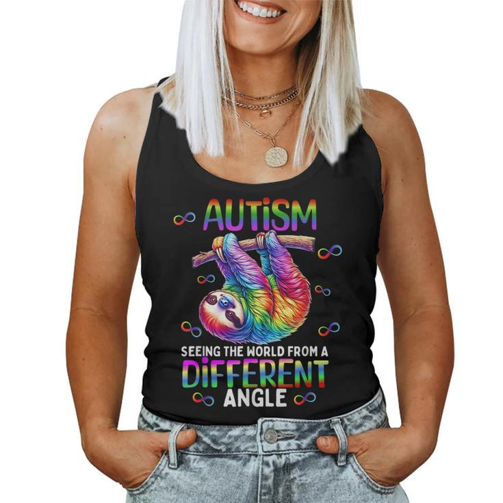 Autism Rainbow Sloth Seeing The World From Different Angle Women Tank Top
