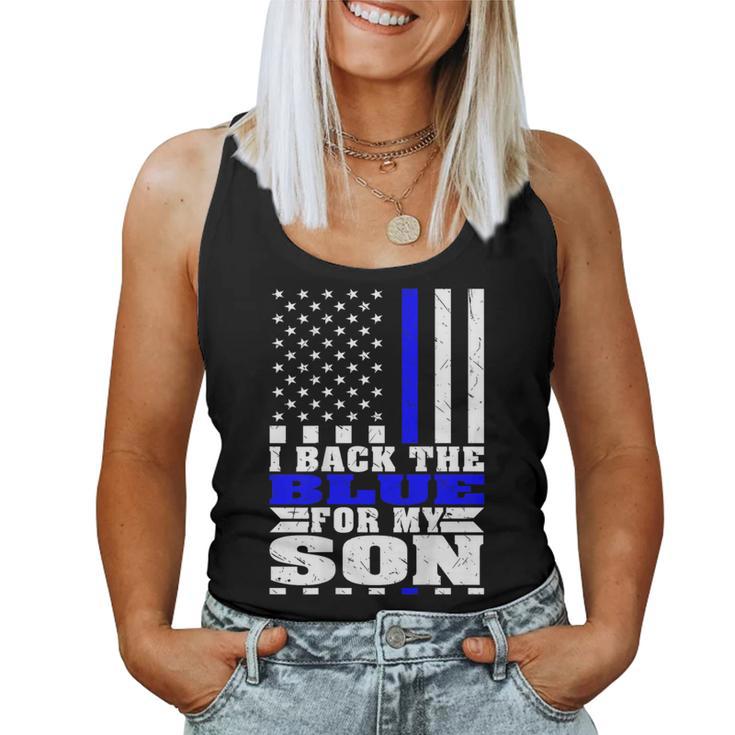 I Back The Blue For My Son Proud Police Mom Dad Cop's Parent Women Tank Top