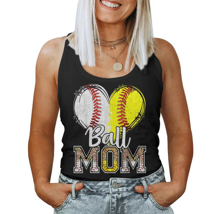 Ball Mom Heart Baseball Softball Mama 2024 Women Tank Top