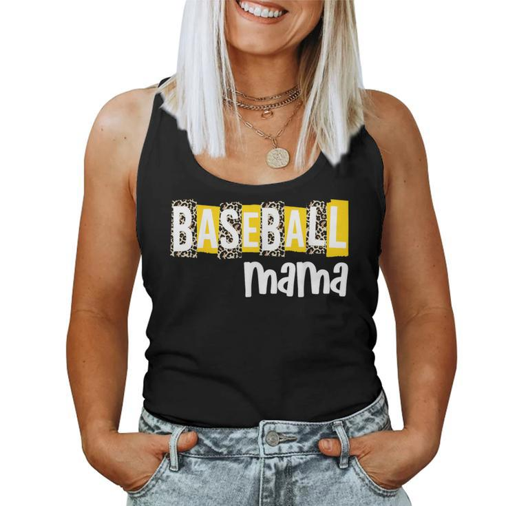 Baseball Mama Yellow Leopard Print Baseball Mom Gear Sports Women Tank Top