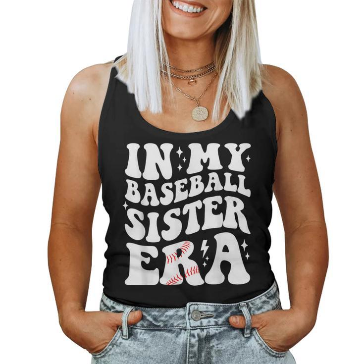 In My Baseball Sister Era Groovy Vintage Baseball Sister Women Tank Top