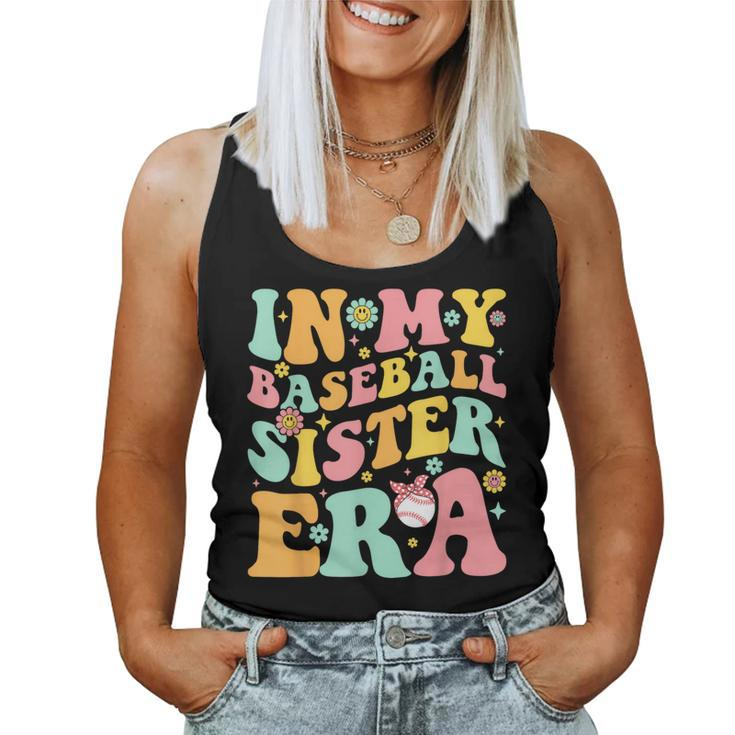 In My Baseball Sister Era Retro Groovy Baseball Sis Women Tank Top