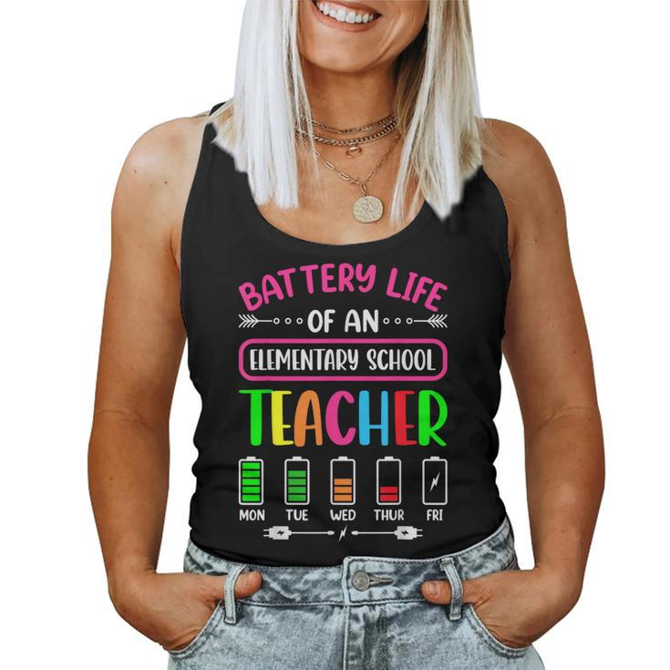 Battery Life Of A Elementary School Teacher School Week Women Tank Top