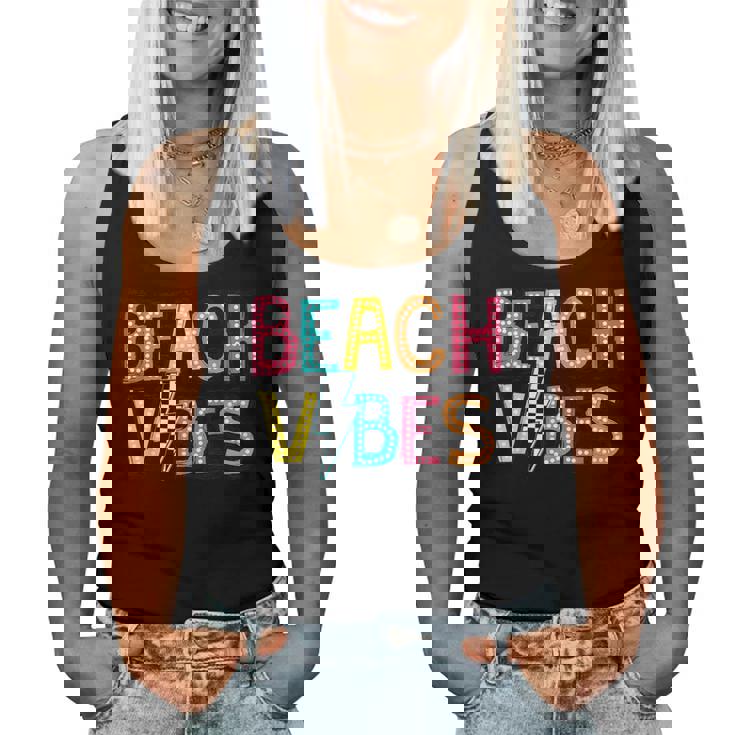 Beach Vibes Hello Summer Vacation Girl N Colorful Women Tank Top