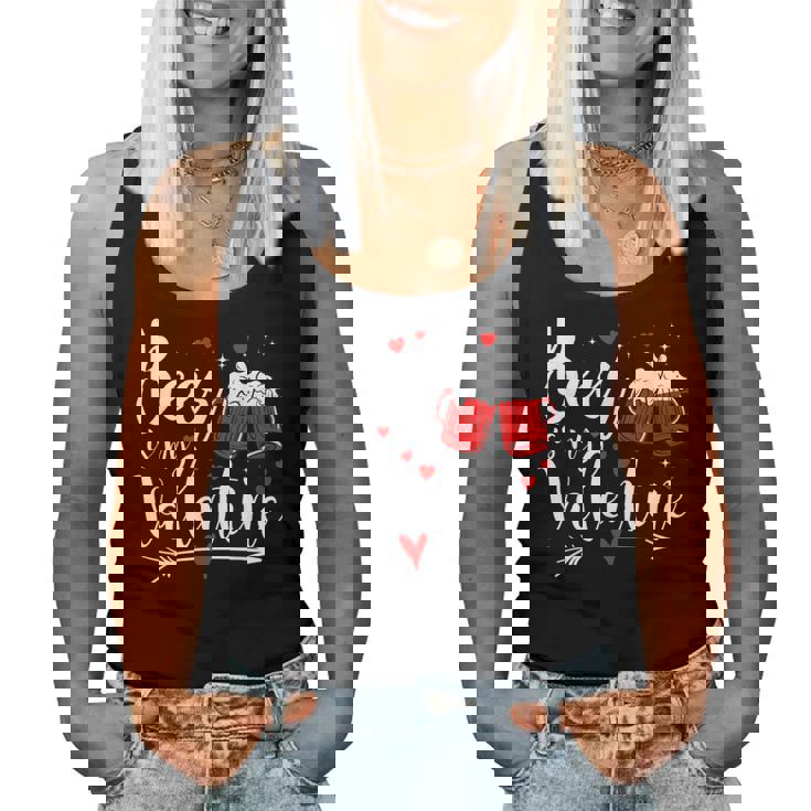 Beer Is My Valentine Day Drunk Cupid Drinking Heart Women Tank Top