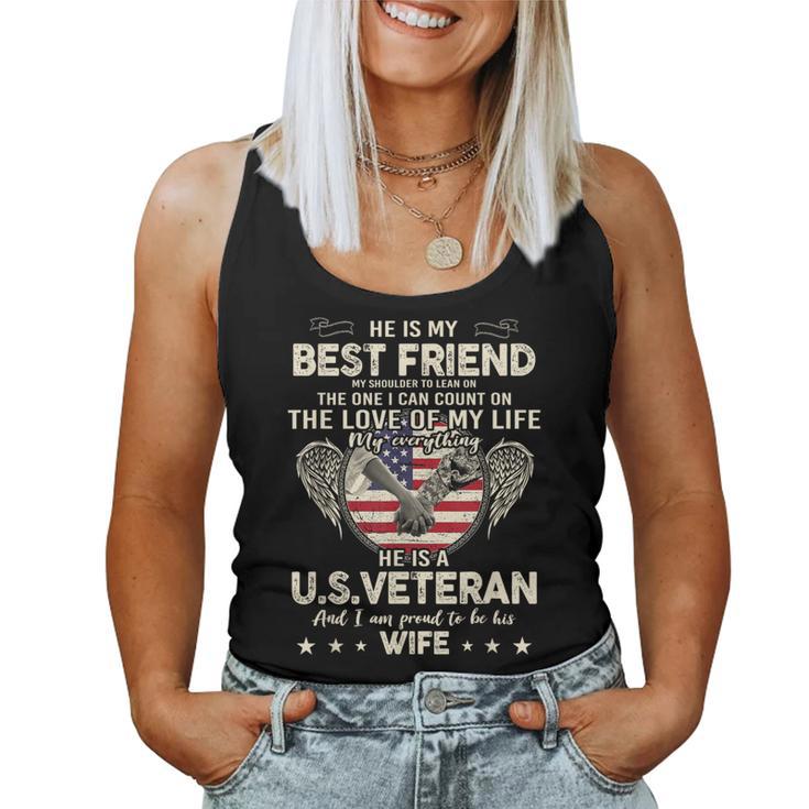 He Is My Best Friends Proud Us Veteran Wife Saying Women Tank Top