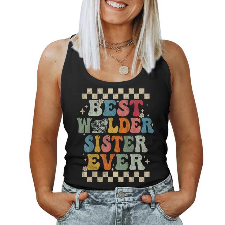 Best Welder Sister Ever Retro Groovy Welder Sister Women Tank Top