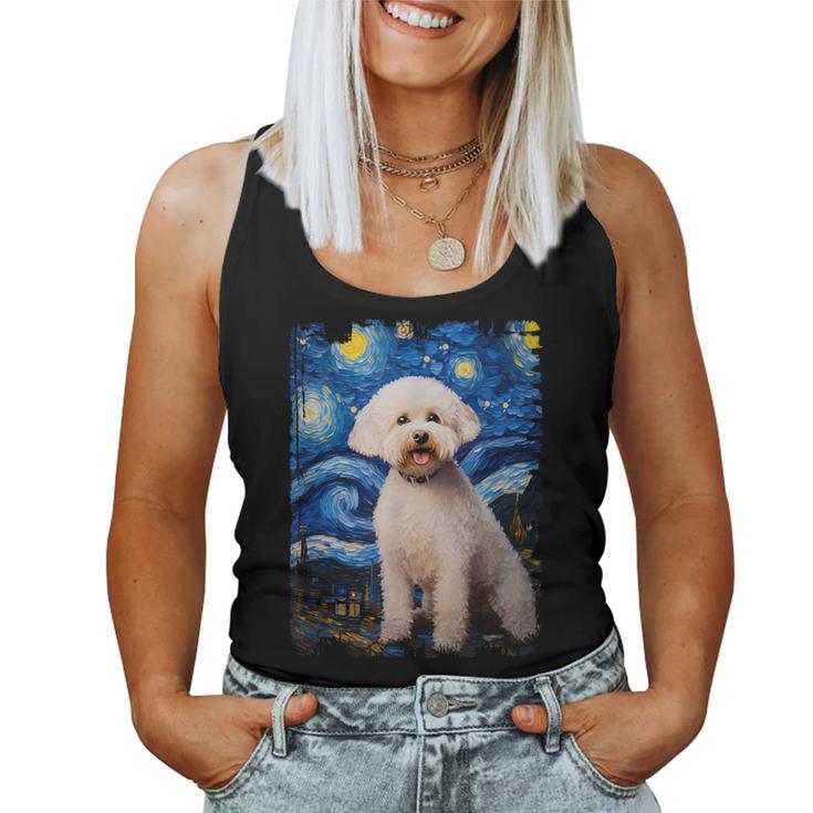 Bichon Frisé Hund Sternennacht Malerei Hund Mama Papa Tank Top Frauen