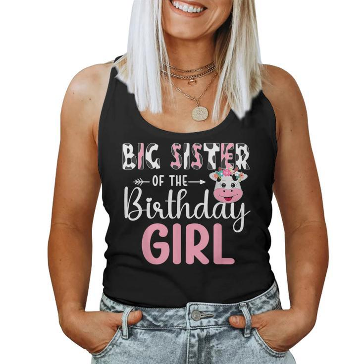 Big Sister Of The Birthday Girl Farm Cow 1 St Birthday Girl Women Tank Top