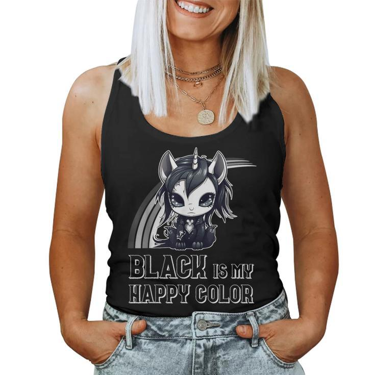 Black Is My Happy Color Goth Girl Emo Gothic Unicorn Women Tank Top