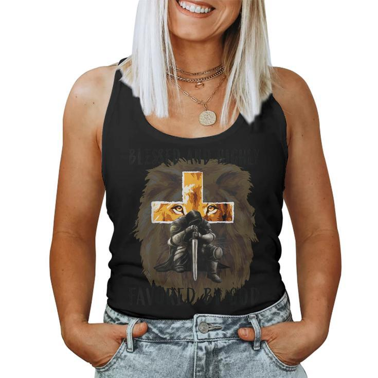Blessed Favored Christian Religious Messages Lion Saying Men Women Tank Top