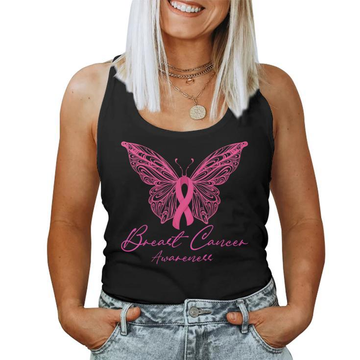 Breast Cancer Awareness Pink Butterfly Pink Ribbon Women Women Tank Top