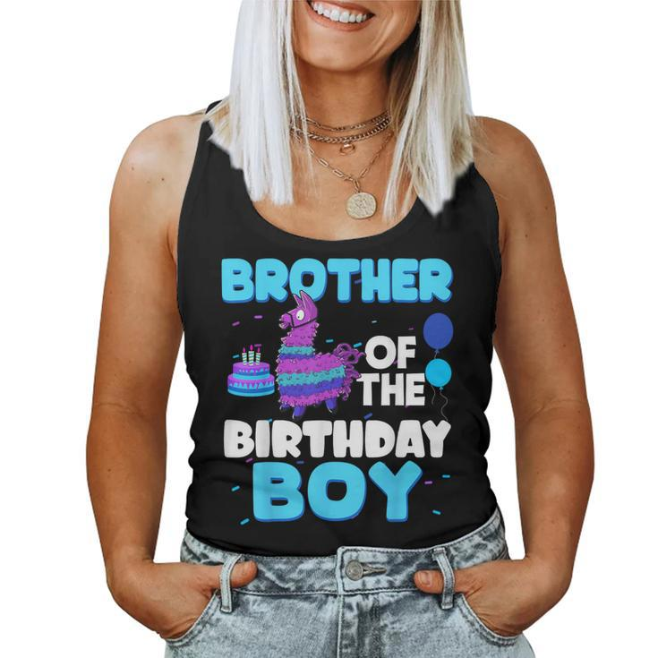 Brother Of The Birthday Boy Llama Family Party Decorations Women Tank Top