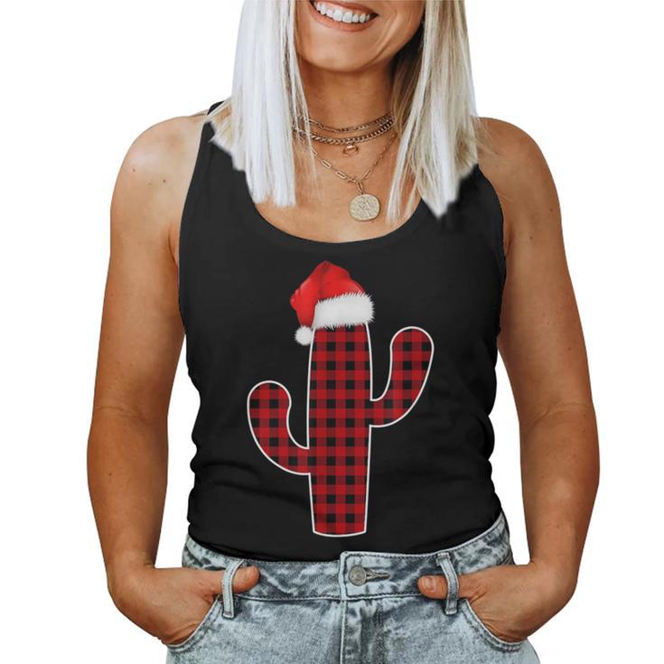 Cactus Christmas Pajamas Family Red Plaid Buffalo Women Tank Top