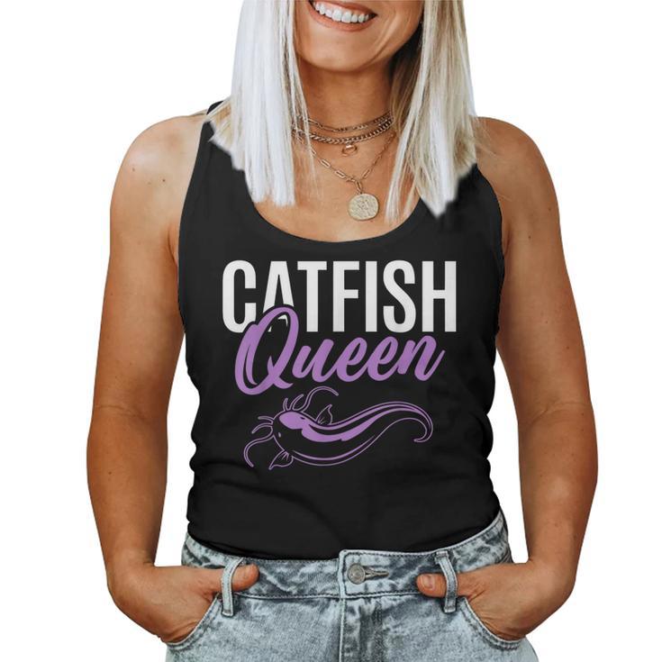 Catfish Queen Catfishing Angler Noodler Fischer Mama Papa Tank Top Frauen