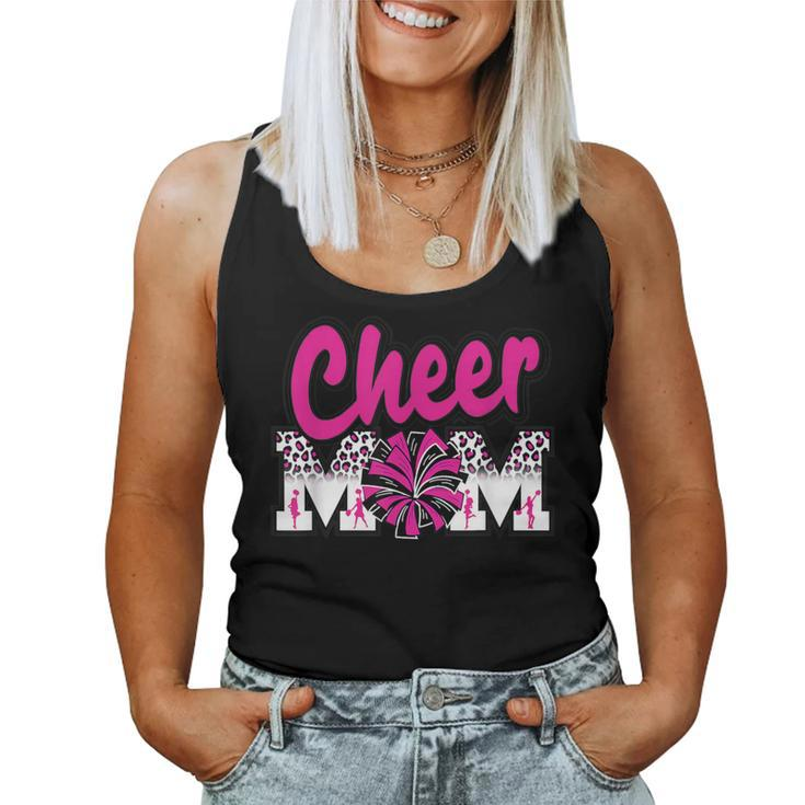 Cheer Mom Hot Pink Black Leopard Letters Cheer Pom Poms Women Tank Top
