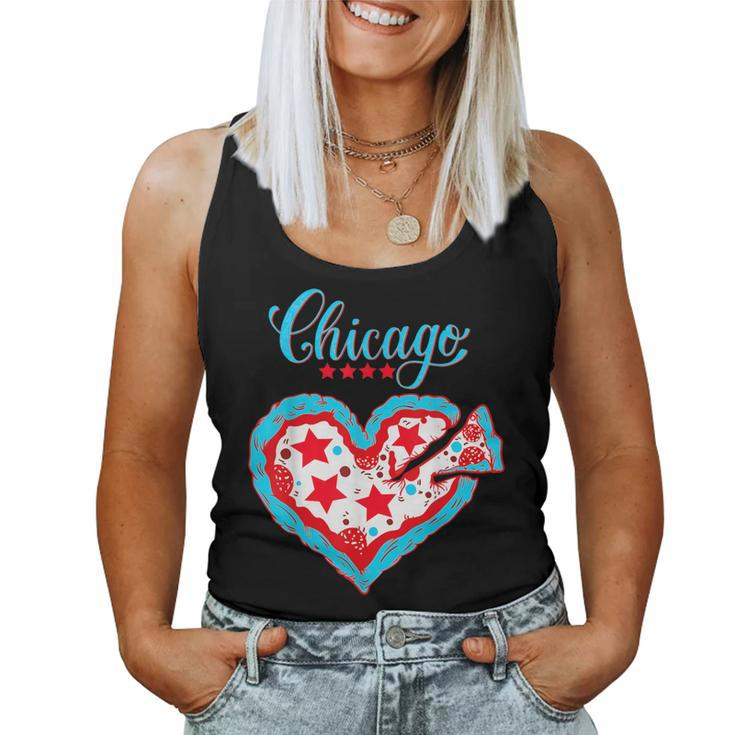 Chicago Pizza Love Heart Chicago Flag Women Women Tank Top