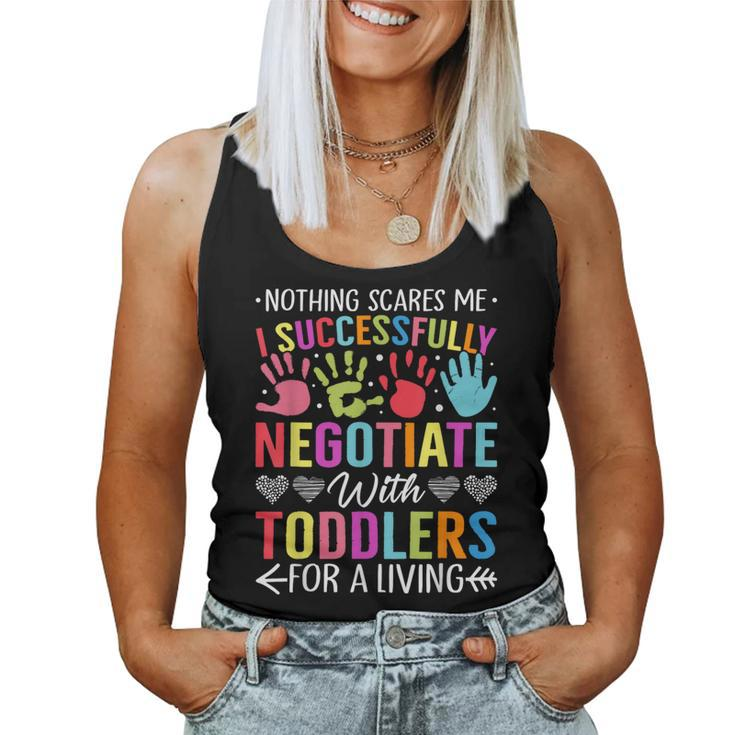 Childcare Teacher Negotiate With Toddlers Daycare Provider Women Tank Top