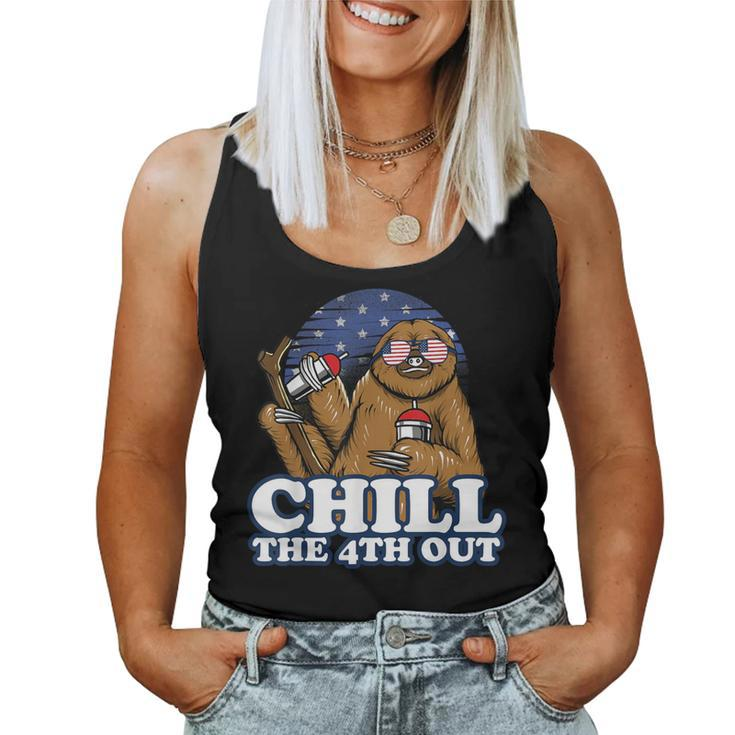 Chill The 4Th Out Patriotic Fourth Of July Sloth Women Tank Top