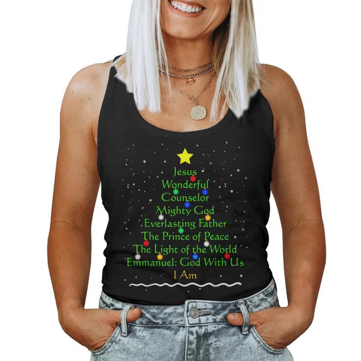 Christian Christmas Bible Names Of Jesus Tree Women Tank Top