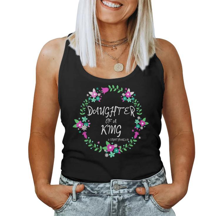 Christian Daughter Of A King Floral Wreath Bible Quote Women Tank Top