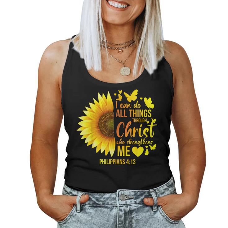 Christian Sunflower Philippians 4 Pretty Bible Verse Women Tank Top