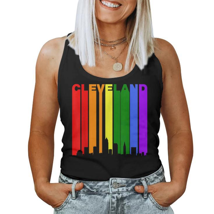 Cleveland Ohio Downtown Rainbow Skyline Lgbt Gay Pride Women Tank Top
