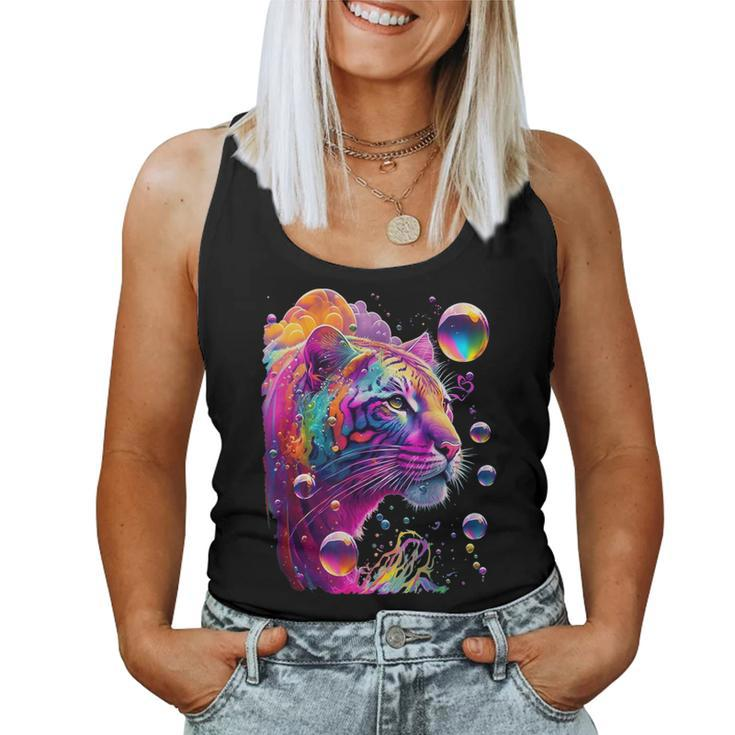 Colorful Rainbow Tiger Graphic Women Tank Top