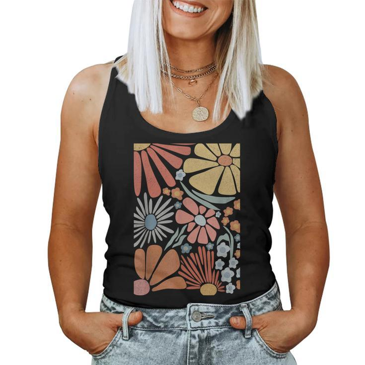 Colorful Summer Groovy Floral Colorful Retro Flowers Women Tank Top