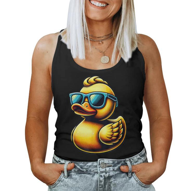 Cool Rubber Duck With Sunglasses Duckling Cute Ducky Women Tank Top