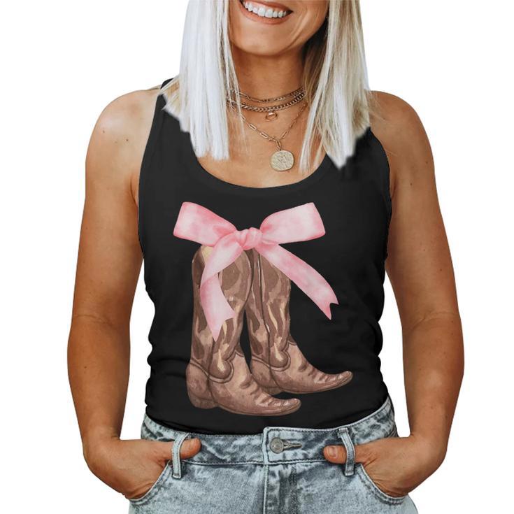 Coquette Pink Bow Cowboy Boots Cute Y2k N Girls Women Women Tank Top