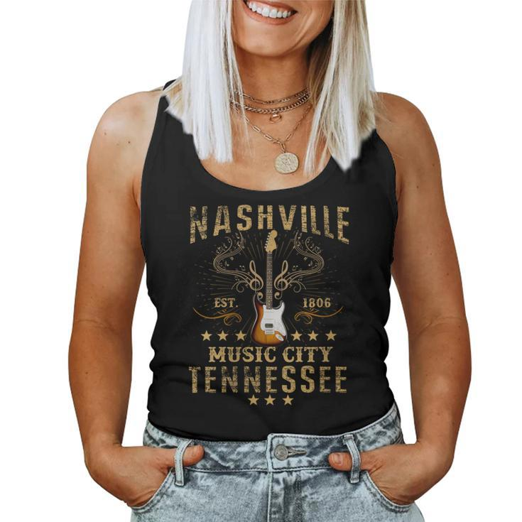 Country Music City Nashville Guitar Tennessee Vintage Women Tank Top