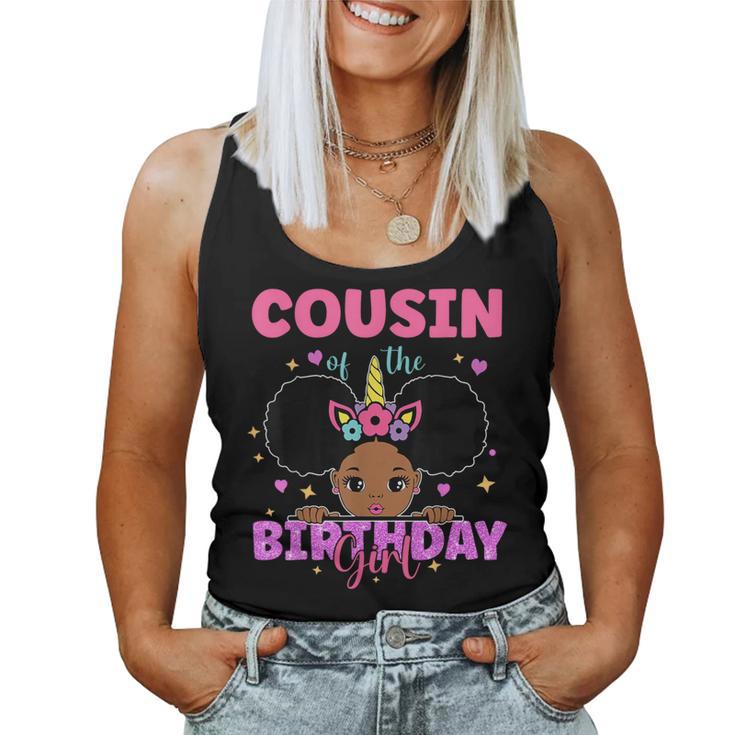 Cousin Of The Birthday Girl Melanin Afro Unicorn Princess Women Tank Top