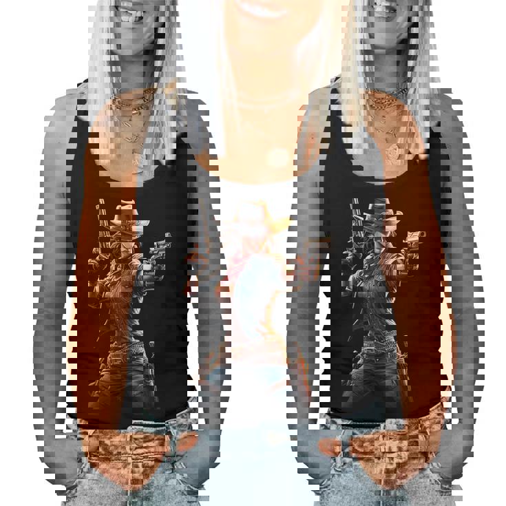 Cowgirl Gunslinger Wild West Six Shooter Western Item Women Tank Top