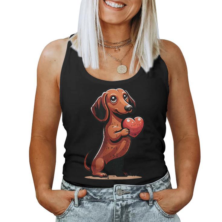 Cute Dachshund Valentines Day Heart Lover Dog Mom Dad Women Women Tank Top