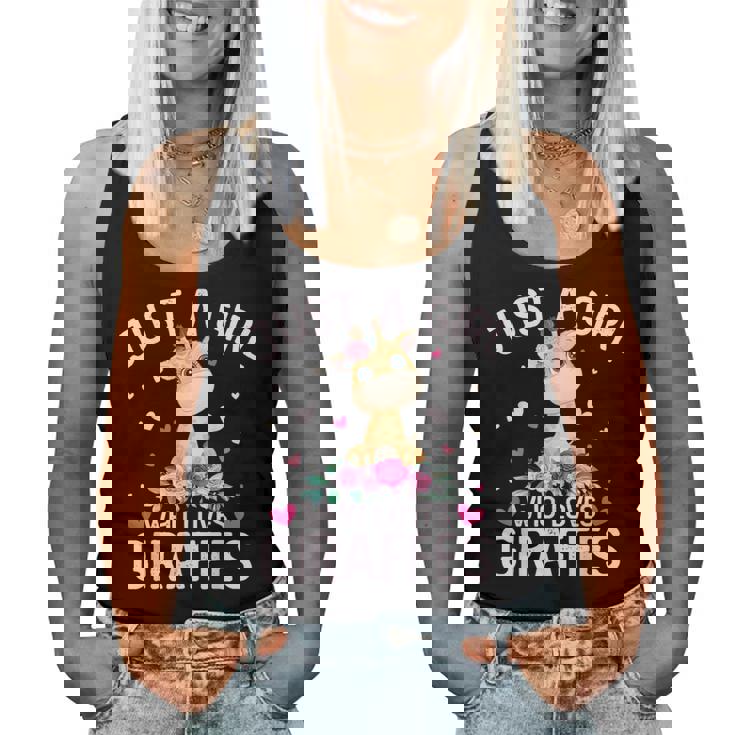 Cute Just A Girl Who Loves Giraffes Floral Girls Women Tank Top Cute Just A Girl Who Loves Giraffes Floral Girls Women Tank Top