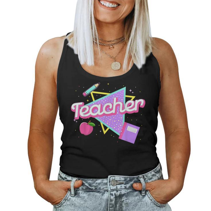 Cute Teacher 80'S 90'S Style Retro Old School Teacher Women Tank Top