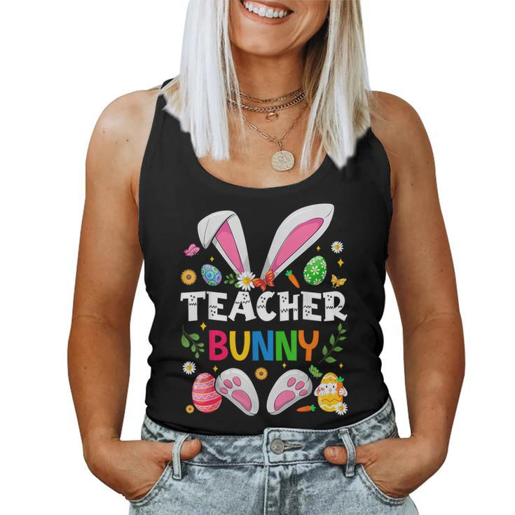 Cute Teacher Bunny Ears & Paws Easter Eggs Easter Day Girl Women Tank Top