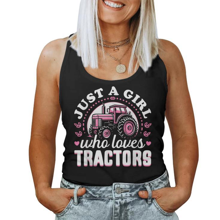 Cute Tractor Pink Just A Girl Who Loves Tractors Women Tank Top