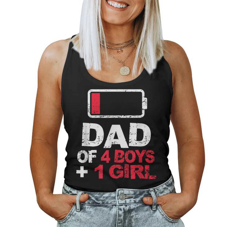 Dad Of 4 Boys & 1 Girl Father's Day Battery Low Women Tank Top