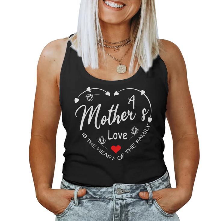 Damen Love Mama Ist Das Herz Der Familie Muttertag Mit-Ausschnitt Tank Top Frauen