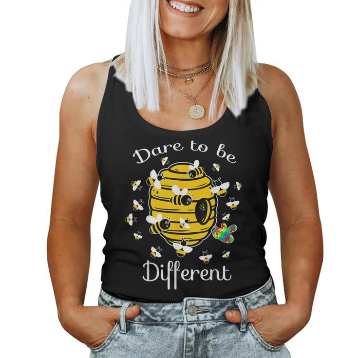 Dare To Be Different Bee Puzzle Cool Autism Awareness Women Tank Top
