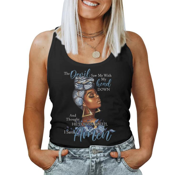 The Devil Saw Me With My Head Down Floral Black Woman Women Tank Top