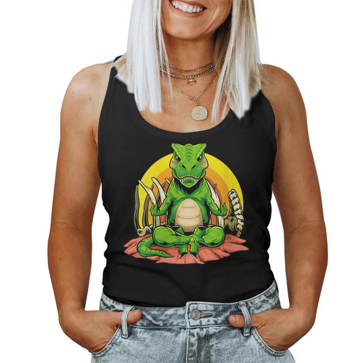 Dino Yoga Dinosaur Yogi Meditating T-Rex Yogasaurus Zen Women Tank Top