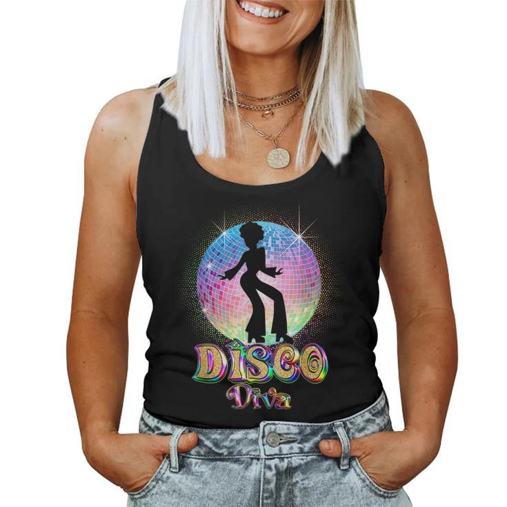 Disco Diva Retro 70'S 80'S Seventies Retro Disco Ball Women Tank Top