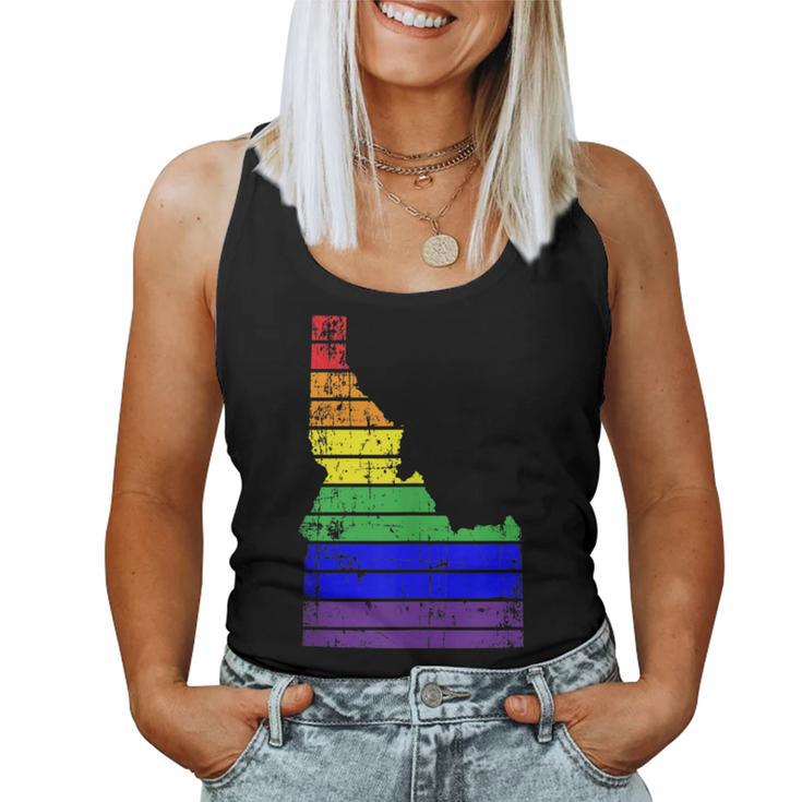 Distressed State Of Idaho Lgbt Rainbow Gay Pride Women Tank Top